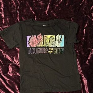Monster High Black Short Sleeve Tee with Colorful Graphic